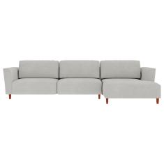 Sofá 345cm com Chaise Direita Franz Suede Cinza - Gran Belo