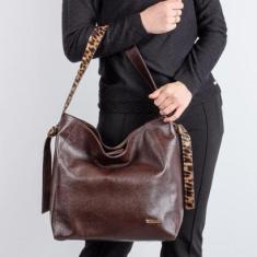 Bolsa sacola de ombro em couro estampado Mara-Feminino