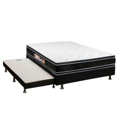 Cama Box Casal Colchão Espuma D33 Castor Black E White Df + Base Crc Courano Black(138x188)