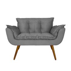 Namoradeira Decorativa Estofada Para Salão de Beleza Opala Suede Cinza - LM DECOR