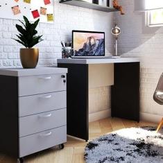 Mesa de Escritório Natus 40mm 90 cm 42 cm Bramov Móveis Preto/cinza Cristal