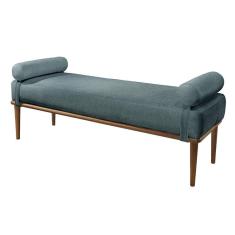 Recamier Banco Berlim Luxo Madeira Maciça Castellar Móbile Linho Azul Linho Azul