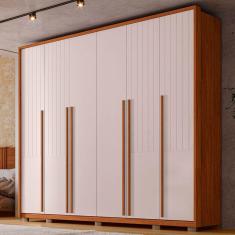 Guarda-Roupa Casal Quintus 6 Portas 6 Gavetas Freijó/Off White - Caemmun