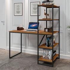 Escrivaninha Home Office com Prateleira Fit Yescasa Preto/canela