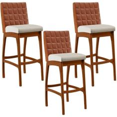 Kit 03 Banquetas Altas B04 Camel Champagne