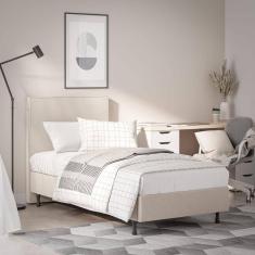 Cama Solteiro One com Cabeceira Moderna Em Mdf Pé Eucalipto bege