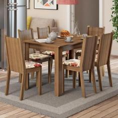 Conjunto Sala de Jantar Madesa Maris Mesa Tampo de Madeira com 6 Cadei