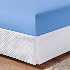 Lençol Casal Avulso Com Elástico Cama Box - Mercado Bordado, Azul