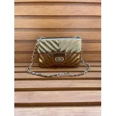 Bolsa Feminina Pequena com Corrente Alça Transversal de Lado Ombro  co