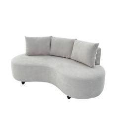 Sofa Orgânico Curvo Feijão 195cm Boucle Venus Estofama, Bege
