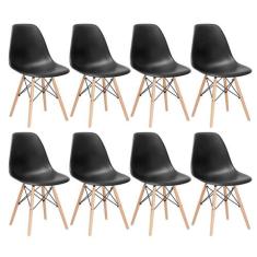 KIT - 8 x cadeiras Charles Eames Eiffel DSW - Base de madeira clara - 