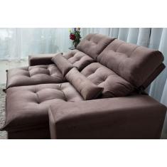 Sofá Retrátil e Reclinável com 2,00m/2,50m de Largura em Tecido Suede 