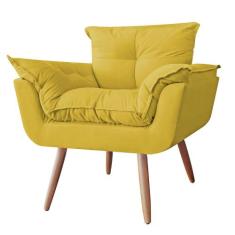 Poltrona Decorativa Opalla Suede Amarelo - DS Estofados - Estopar
