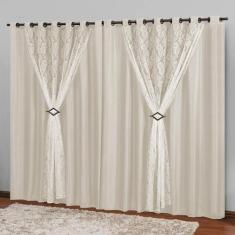 Cortina Grande Sala e Quarto 3,00X2,50 Tecido Renda Marrocos - Casa Im