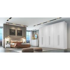 Guarda Roupa Casal 100% MDF 6 Portas 8 Gavetas - Robust -Branco - Móveis Novo Horizonte
