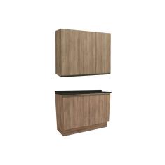 Cozinha Modulada Completa Maxxi 3 Peças (1Aéreo+1Balcão+1Complemento) C3P10 Nogal/Preto Brilho - Kappesberg