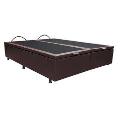 Base Box Baú Para Cama Casal Queen 158x198cm Bipartido Liz S05 Sintético Marrom - Mpozenato