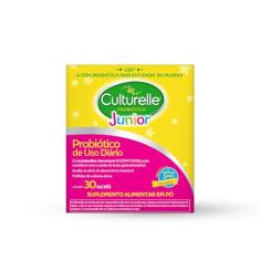 Culturelle Probiótico Júnior, Com Lactobacilos, Sem Glúten, Sem Lactose, Para Bebês, Crianças e Adolescentes a partir de 1 ano, Sem Sabor, 30 Sachês