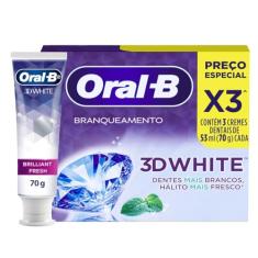 Oral-B Pasta de Dente 3D White Brilliant Fresh, 3 Unidades de 70 g