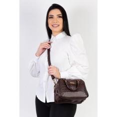Bolsa pequena de couro croco Olívia-Feminino