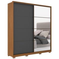 Guarda Roupa Casal Com Pés 2 Portas 1 Com Espelho 3 Gavetas Belga D02 Amendola-grafito - Mpozenato