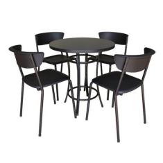 Kit Café Bar 1 Mesa e 4 Banquetas Linha Smart Preto - Design Office Mó