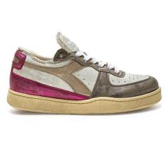 Tênis Diadora MI Basket Row  Cut Metal Couro Branco E Fúcsia Feminino WHITE/FUCSIA RED 40 Diadora-Feminino