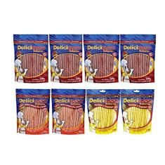 Combo 8 Unidades Petisco Para Cachorro Ossinho Palito Deliciosso Sabores: 4 unidades Carne, 2 Frango, 2 Salmão