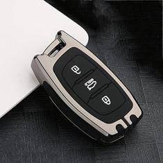 Capa para chaveiro de carro Smart Zinc Alloy Case, adequado para Hyundai IX25 IX35 I20 I30 I40 hb20 Santa Fe Creta Solaris 2017, chaveiro de carro ABS Smart Car Key Fob