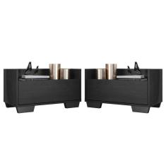 Kit c/ 2 Mesas de Cabeceira 60 cm c/ Pés Quadrados Multimóveis Preta