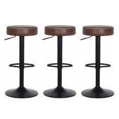 Kit 3 Banquetas Giratórias Viena Marrom Marrom