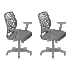 Jogo 2 Cadeira Inclinável Giratória Jaipur Preta