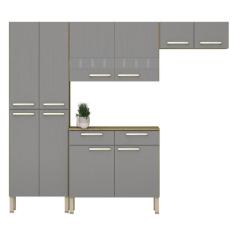 Armário E Balcão De Cozinha Mans Freijó Gris