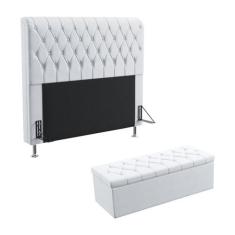 Kit Cabeceira Estofada Para Cama Box Bellatrix 160 Cama Queen e Calçad