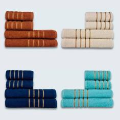 Jogo De Toalhas 16 P? Cole??o Montreal 100% Algod?o Mr+bg+az+vd