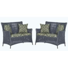 2 Sofás Área Externa Igapó Alumínio Pintura Marrom Corda Náutica Estof