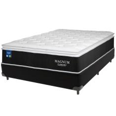 Cama Box Preto E Colchão Magnum Molas Ensacadas Casal Plumatex