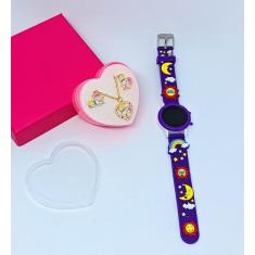 Kit Relógo de Pulso Infantil Digital Led Redondo Pulseira silicone Esp