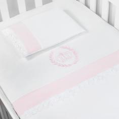 Jogo De Lençol Para Berço Americano 100% Algodão Menina - Caspani Enxo