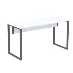 Mesa Escritório P25 Tub Pandin 170 cm (larg) x 70 cm (prof) Tampo Mdp Branco Pé Aço Tubular Grafito