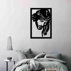 Quadro Decorativo Jesus Cristo 3mm Vazado - Mdf - Decoarts, Preto
