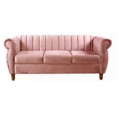 Sofá Realeza Decorativo 3 Lugares Chesterfield Colonial Rose
