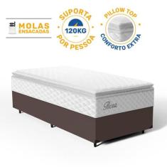 Cama Box com Colchão de Molas Ensacadas Pillow Top Flora Solteiro 88 c