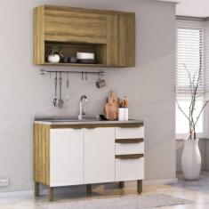 Cozinha Modulada 2 Peças com 1 Aéreo e 1 Balcão Magnólia Yescasa Marro