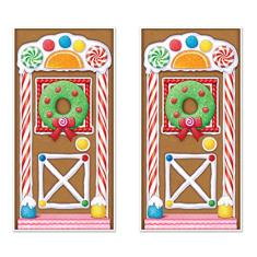 Beistle Capas de porta de casa de biscoito de gengibre, 2 peças de artigos de festa de Natal, decoração de inverno, 76 x 1,5 m, multicoloridas