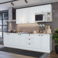 Cozinha Compacta 6 Peças com Tampo Para Cooktop Branco/Calcare