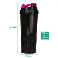 Garrafa Coqueteleira Gold Sports Big 750ml organizador de comprimidos e proteína em pó-Unissex