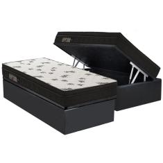 Conjunto Box Baú Solteiro: Colchão Espuma Ortobom D45 Light Saúde OrtoPillow + Base CRC Suede Gray(88x188)