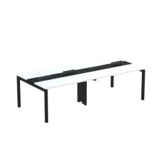 Mesa de Plataforma Dupla para 4 Pessoas Corporativa 130X120/4P PDC13/12/4P Branco/Preto