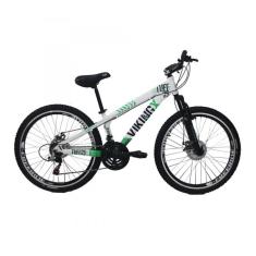 Bicicleta Tuff25 Freeride Aro 26 Freio A Disco 21 Velocidades Câmbios Shimano Branco/verde - Vikingx 